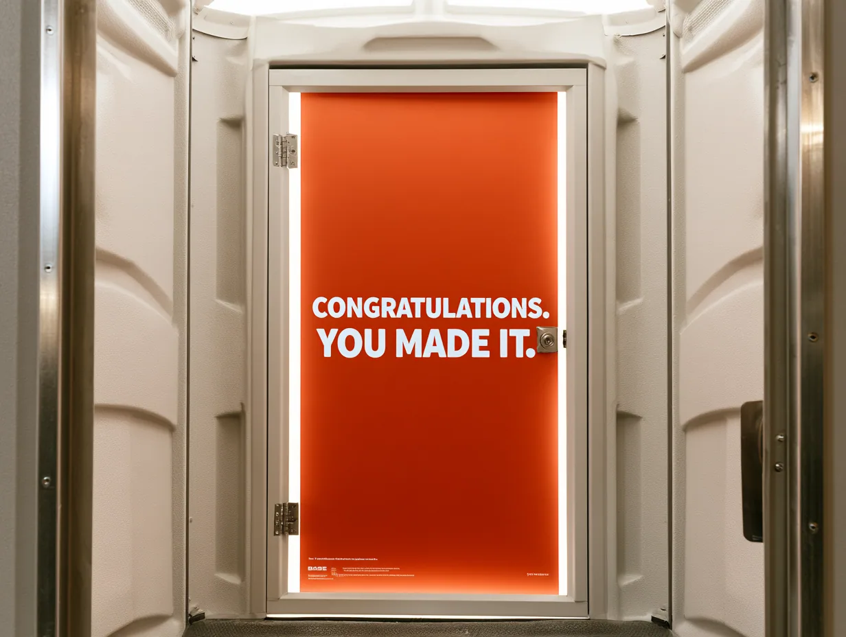 Door advertising: Congratulations. You made it.