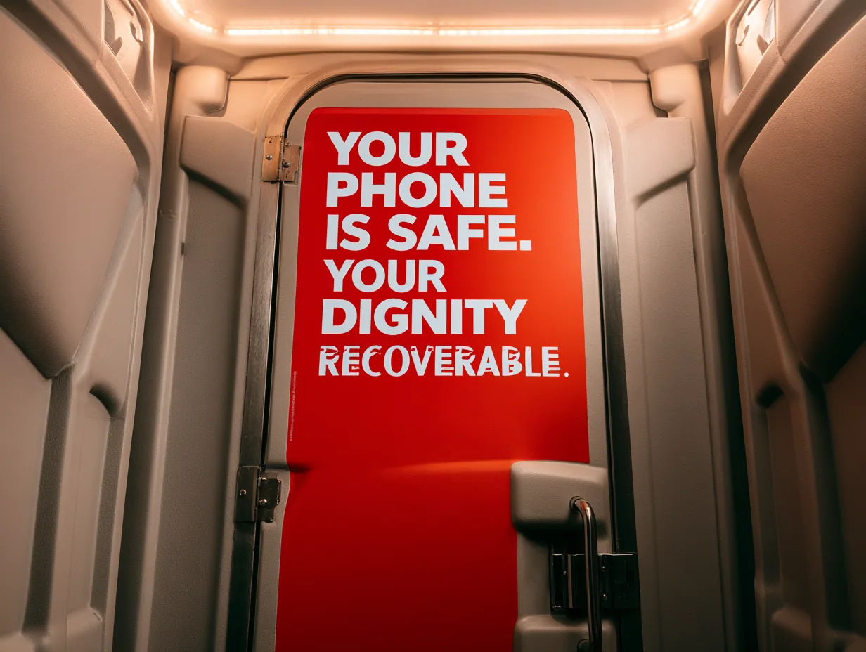 Door advertising: Your phone is safe. Your dignity is recoverable.